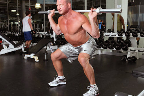 Упражнение 5. Приседания с утяжелением области плечевого пояса Упражнение 5. Приседания с утяжелением области плечевого пояса